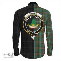 ScotsTee Shop Scottish Gayre Clan Crest Half Tartan Long Sleeve Shirt