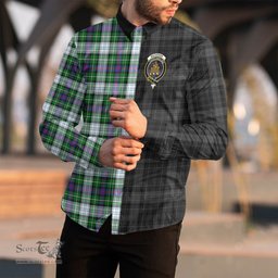 ScotsTee Shop Scottish MacKenzie Dress Modern Clan Crest Half Tartan Long Sleeve Shirt