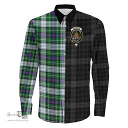 ScotsTee Shop Scottish MacKenzie Dress Modern Clan Crest Half Tartan Long Sleeve Shirt