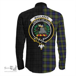 ScotsTee Shop Scottish MacLaren Modern Clan Crest Half Tartan Long Sleeve Shirt