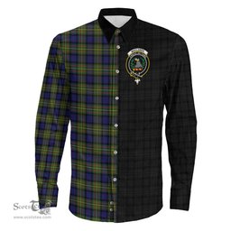 ScotsTee Shop Scottish MacLaren Modern Clan Crest Half Tartan Long Sleeve Shirt