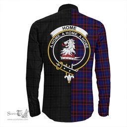 ScotsTee Shop Scottish Home Modern Clan Crest Half Tartan Long Sleeve Shirt