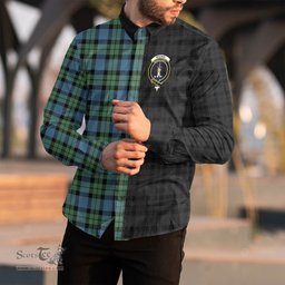 ScotsTee Shop Scottish MacKay Ancient Clan Crest Half Tartan Long Sleeve Shirt