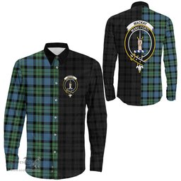 ScotsTee Shop Scottish MacKay Ancient Clan Crest Half Tartan Long Sleeve Shirt