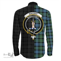 ScotsTee Shop Scottish MacKay Ancient Clan Crest Half Tartan Long Sleeve Shirt