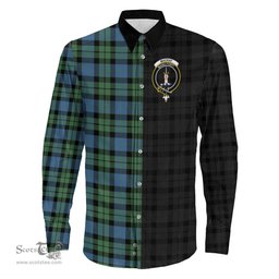 ScotsTee Shop Scottish MacKay Ancient Clan Crest Half Tartan Long Sleeve Shirt