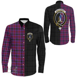 ScotsTee Shop Scottish Montgomery Modern Clan Crest Half Tartan Long Sleeve Shirt