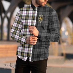 ScotsTee Shop Scottish MacPherson Dress Modern Clan Crest Half Tartan Long Sleeve Shirt