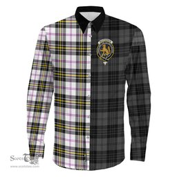 ScotsTee Shop Scottish MacPherson Dress Modern Clan Crest Half Tartan Long Sleeve Shirt