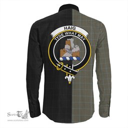 ScotsTee Shop Scottish Haig Check Clan Crest Half Tartan Long Sleeve Shirt