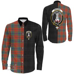 ScotsTee Shop Scottish MacLean of Duart Ancient Clan Crest Half Tartan Long Sleeve Shirt