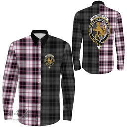 ScotsTee Shop Scottish MacPherson Hunting Modern Clan Crest Half Tartan Long Sleeve Shirt