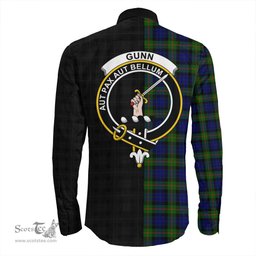 ScotsTee Shop Scottish Gunn Modern Clan Crest Half Tartan Long Sleeve Shirt
