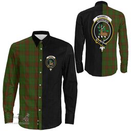 ScotsTee Shop Scottish Maxwell Hunting Clan Crest Half Tartan Long Sleeve Shirt