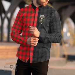 ScotsTee Shop Scottish MacNab Modern Clan Crest Half Tartan Long Sleeve Shirt