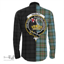 ScotsTee Shop Scottish Paisley District Clan Crest Half Tartan Long Sleeve Shirt