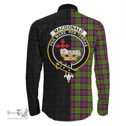 ScotsTee Shop Scottish MacDonald of Clanranald Clan Crest Half Tartan Long Sleeve Shirt