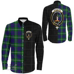 ScotsTee Shop Scottish MacIntyre Hunting Modern Clan Crest Half Tartan Long Sleeve Shirt