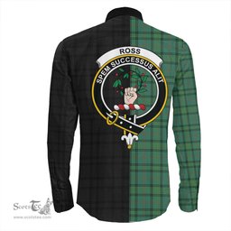 ScotsTee Shop Scottish Ross Hunting Ancient Clan Crest Half Tartan Long Sleeve Shirt