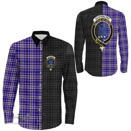 ScotsTee Shop Scottish Ochterlony Clan Crest Half Tartan Long Sleeve Shirt