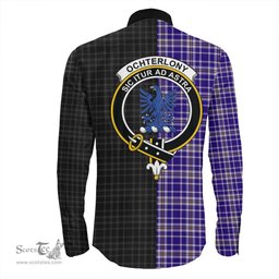 ScotsTee Shop Scottish Ochterlony Clan Crest Half Tartan Long Sleeve Shirt