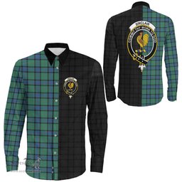 ScotsTee Shop Scottish Sinclair Hunting Ancient Clan Crest Half Tartan Long Sleeve Shirt