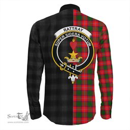 ScotsTee Shop Scottish Rattray Modern Clan Crest Half Tartan Long Sleeve Shirt