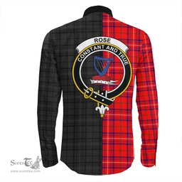 ScotsTee Shop Scottish Rose Modern Clan Crest Half Tartan Long Sleeve Shirt