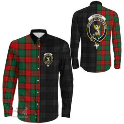 ScotsTee Shop Scottish Stewart Atholl Modern Clan Crest Half Tartan Long Sleeve Shirt