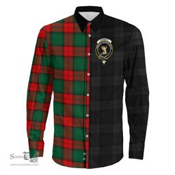 ScotsTee Shop Scottish Stewart Atholl Modern Clan Crest Half Tartan Long Sleeve Shirt