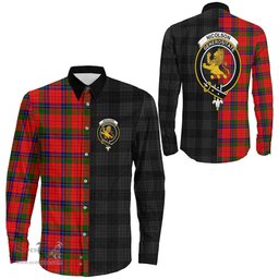 ScotsTee Shop Scottish Nicolson Modern Clan Crest Half Tartan Long Sleeve Shirt