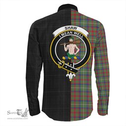 ScotsTee Shop Scottish Shaw Green Modern Clan Crest Half Tartan Long Sleeve Shirt