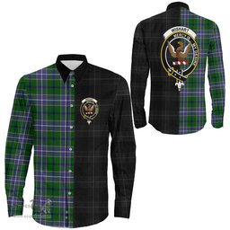 ScotsTee Shop Scottish Wishart Hunting Modern Clan Crest Half Tartan Long Sleeve Shirt