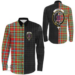 ScotsTee Shop Scottish Ogilvie Clan Crest Half Tartan Long Sleeve Shirt