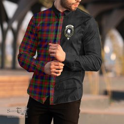 ScotsTee Shop Scottish Tennant Clan Crest Half Tartan Long Sleeve Shirt