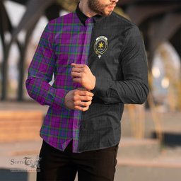 ScotsTee Shop Scottish Wardlaw Modern Clan Crest Half Tartan Long Sleeve Shirt