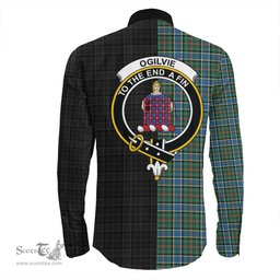 ScotsTee Shop Scottish Ogilvie Hunting Ancient Clan Crest Half Tartan Long Sleeve Shirt