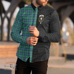 ScotsTee Shop Scottish Shaw Ancient Clan Crest Half Tartan Long Sleeve Shirt