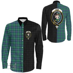 ScotsTee Shop Scottish Shaw Ancient Clan Crest Half Tartan Long Sleeve Shirt