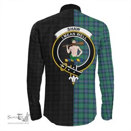 ScotsTee Shop Scottish Shaw Ancient Clan Crest Half Tartan Long Sleeve Shirt