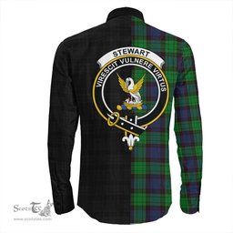 ScotsTee Shop Scottish Stewart Old Modern Clan Crest Half Tartan Long Sleeve Shirt