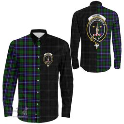 ScotsTee Shop Scottish Russell Modern Clan Crest Half Tartan Long Sleeve Shirt