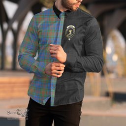 ScotsTee Shop Scottish Stewart of Appin Hunting Ancient Clan Crest Half Tartan Long Sleeve Shirt