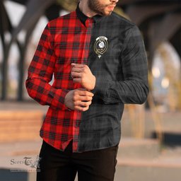 ScotsTee Shop Scottish Wemyss Modern Clan Crest Half Tartan Long Sleeve Shirt