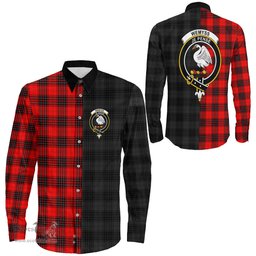 ScotsTee Shop Scottish Wemyss Modern Clan Crest Half Tartan Long Sleeve Shirt