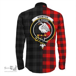 ScotsTee Shop Scottish Wemyss Modern Clan Crest Half Tartan Long Sleeve Shirt