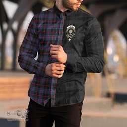 ScotsTee Shop Scottish Nairn Clan Crest Half Tartan Long Sleeve Shirt