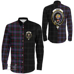 ScotsTee Shop Scottish Nairn Clan Crest Half Tartan Long Sleeve Shirt