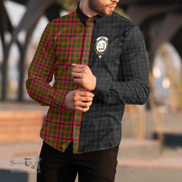 ScotsTee Shop Scottish Skene Modern Clan Crest Half Tartan Long Sleeve Shirt