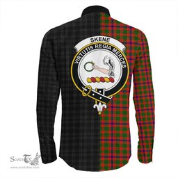 ScotsTee Shop Scottish Skene Modern Clan Crest Half Tartan Long Sleeve Shirt